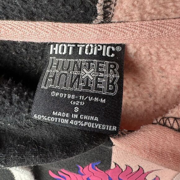 Hunter X Hot  Topic Hisoka Hoodie Split Pink Black Bungee Gum S | Anime Cosplay - Picture 7 of 8